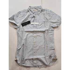 NWT Nifty Genius Blue Organic Short Sleeve‎ Button Down Casual Shirt XS $115